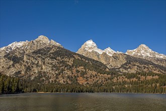 Landscape with Teton Range and Taggart Lake in Grand Teton National Park