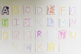Homemade alphabet on wall