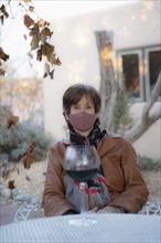 Portrait of woman wearing protective face mask