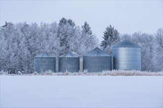 Farm silos in winter
