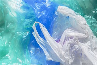 Close-up of heap of plastic bags