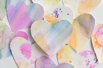 Studio shot of colorful paper hearts