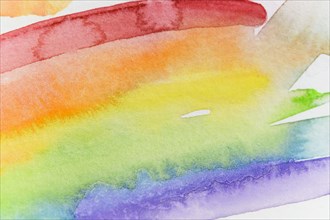 Close-up of watercolor rainbow