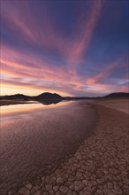 Desert lake at sunset