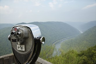 Coin operated binoculars on viewing platform