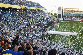 Crowds cheering Boca Juniors in the Estadio Alberto J. Armando