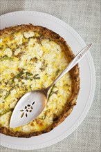 Still life of quiche made with eggs