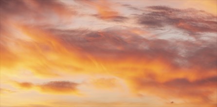 Sunset sky with golden clouds