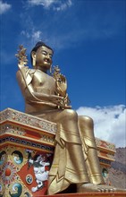 Giant Golden Buddha statue in Buddhist Lamayuru Monastery