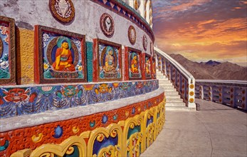 Colorful ornate stupa Buddhist Lamayuru Monastery