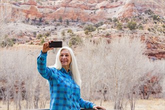 Woman taking selfie in Grand Staircase-Escalante National Monument