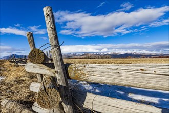 Wooden fence on remote farm