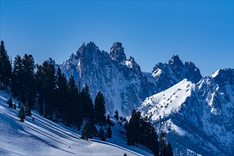 Sawtooth Mountains with snow