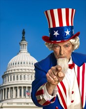 Usa, Washington Dc, Uncle Sam in front of USA, Capital building