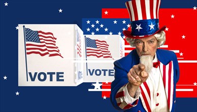 Uncle Sam and vote signs