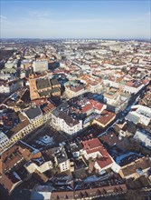Poland, Lesser Poland, Tarnow, High angle view of city old town in winter