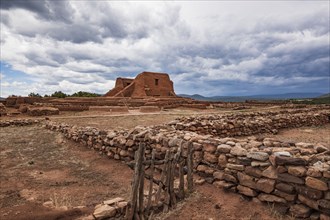 Usa, New Mexico, Pecos, Ruins of mission church in Pecos National Historical Park