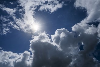Sun shining through Cumulus clouds