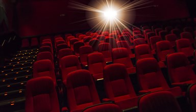 Rows of empty red seats in theater