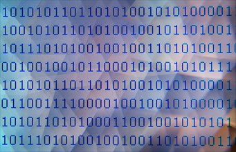 Binary numbers pixelated on computer screen