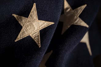Close-up of stars on retro American flag