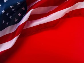 American flag against red background