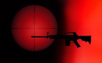 Target crosshair with AR-15 rifle