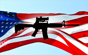 AR-15 rifle against American flag