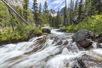 Strong current in creek in Sawtooth Mountains