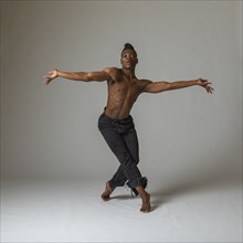 Studio shot of man dancing