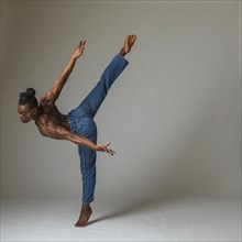 Studio shot of man dancing