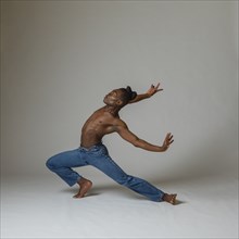 Studio shot of man dancing