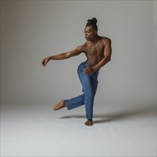 Studio shot of man dancing