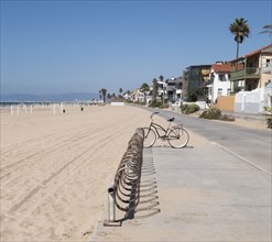 Beach walkway with bike rack