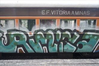 Graffiti on side of train