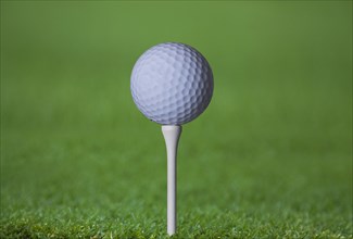 Close up of golf ball on tee