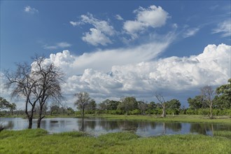 Clouds over pond in remote landscape