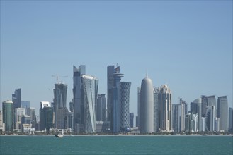 Doha city skyline on waterfront