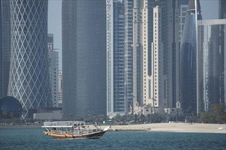 Boat sailing in Doha harbor
