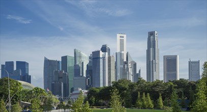 Singapore highrise buildings over urban park