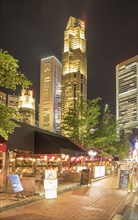 Singapore highrise buildings over sidewalk