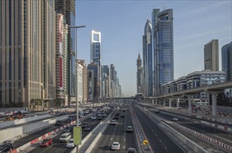 Highrise buildings in Dubai cityscape