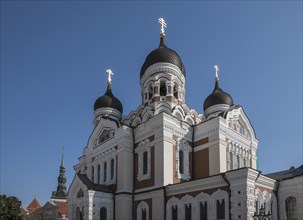 Ornate church under blue sky