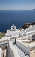 High angle view of Santorini church tower