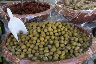 Close up of olives for sale