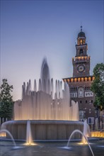 Ornate fountain near clock tower