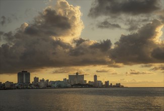 Havana city skyline and cloudy sky