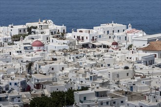 Aerial view of Mykonos cityscape