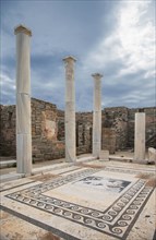 Pillars and tile floor at ruins