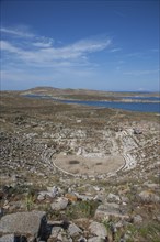 Aerial view of amphitheater ruins